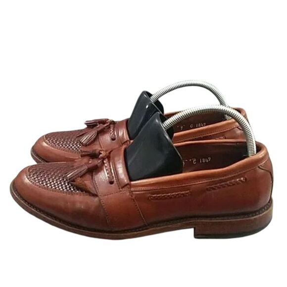 Allen Edmonds Cody Brown leather loafers Men\'s 9C Tassel Kiltie Woven Dress Shoe main image 9
